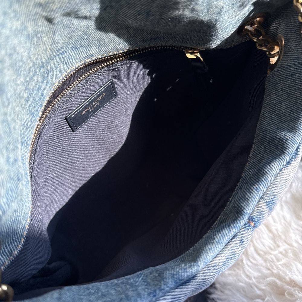 Yves Saint Laurent Blue Denim Quilted Shoulder Bag - Picture 6 of 7